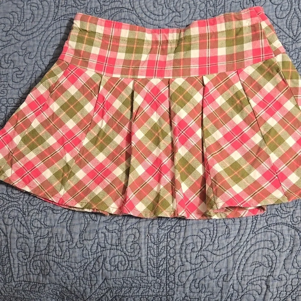 Gymboree Girls Plaid Pink & Green Skirt with Bow Accent Size 4